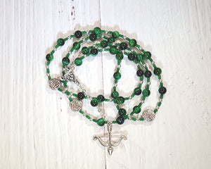 Abnoba Prayer Bead Necklace in Green Tiger Eye: Gaulish Celtic Goddess of the Wilderness