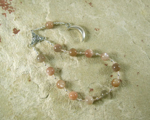 Selene Pocket Prayer Beads in Moonstone: Greek Goddess of the Moon - Hearthfire Handworks 