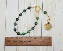 Medusa Pocket Prayer Beads in Ruby in Zoisite: Greek Goddess, Spirit of Protection
