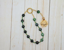 Medusa Pocket Prayer Beads in Ruby in Zoisite: Greek Goddess, Spirit of Protection