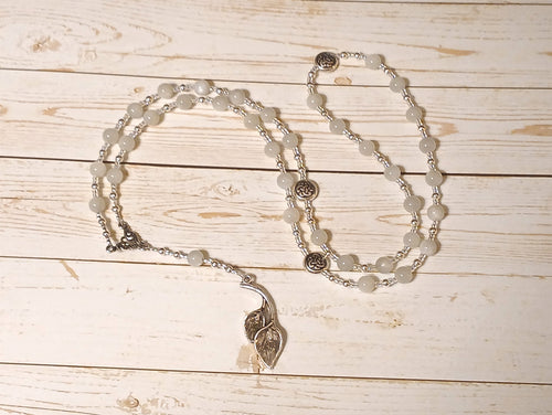 Reserved for BC: Ataegina Prayer Bead Necklace in Moonstone, Iberian Goddess of the Underworld.