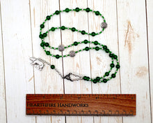 Artio Prayer Bead Necklace in Green Agate: Gaulish Celtic Goddess of the Bear