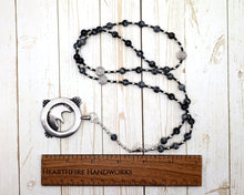 Bran Prayer Bead Necklace in Snowflake Obsidian: Welsh Celtic God of Sovereignty, Renewal, Prophecy