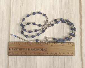 Brigantia Prayer Bead Necklace in Sodalite: British Celtic Goddess of Protection and Victory