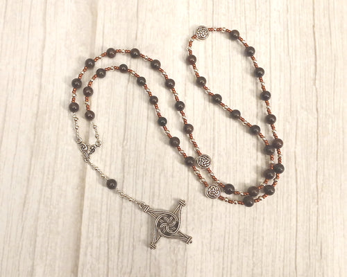 Brigid Prayer Bead Necklace in Garnet: Irish Celtic Goddess of Poetry, Crafts, Healing