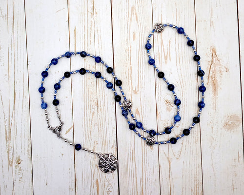 Cailleach Prayer Bead Necklace in Sodalite: Gaelic Celtic Goddess of Winter and Storms