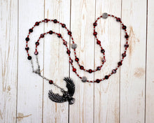 Cathubodua (Catubodua) Prayer Bead Necklace in Red and Black Imperial Jasper: Gaulish Celtic Goddess of War, Battle, Victory