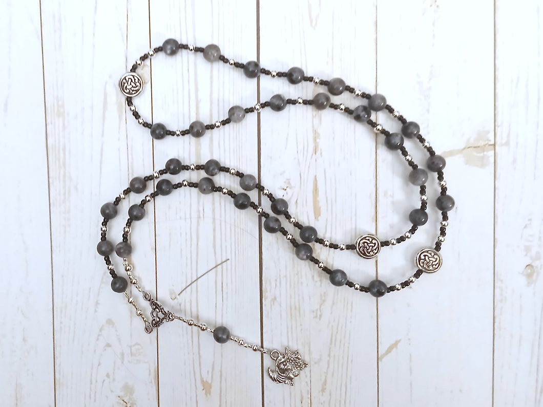 Erecura Prayer Bead Necklace in Labradorite: Gaulish Celtic Goddess of Prosperity, Goddess of the Underworld