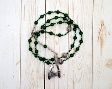 Esus Prayer Bead Necklace in Green Agate: Gaulish Celtic God, Bearer of the Woodcutter's Axe