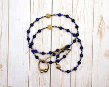 Teutates Prayer Bead Necklace in Blue Tiger Eye: Gaulish Celtic God of the Tribe, Protector of the People