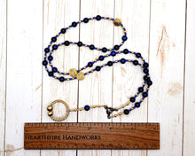 Teutates Prayer Bead Necklace in Blue Tiger Eye: Gaulish Celtic God of the Tribe, Protector of the People