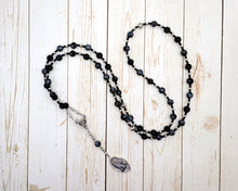 Calu Prayer Bead Necklace in Snowflake Obsidian: Etruscan God of the Underworld
