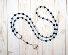 Nethuns Prayer Bead Necklace in Aqua Blue Tiger Eye: Etruscan God of the Sea, God of Fresh Waters