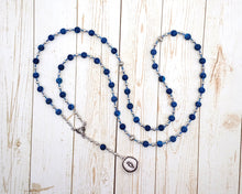 Tinia (Tin) Prayer Bead Necklace in Cracked Blue Agate: Etruscan God of Sky and Storm