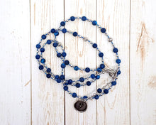 Tinia (Tin) Prayer Bead Necklace in Cracked Blue Agate: Etruscan God of Sky and Storm