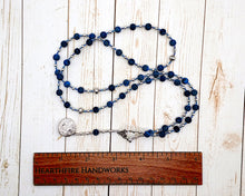 Tinia (Tin) Prayer Bead Necklace in Cracked Blue Agate: Etruscan God of Sky and Storm