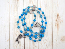Vellamo Prayer Bead Necklace in Aqua Blue Sea Sediment Jasper: Finnish Goddess of the Sea