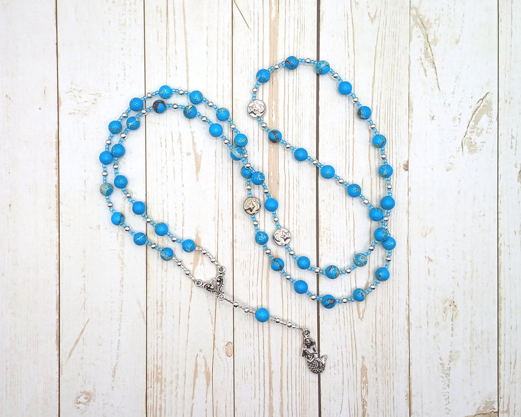 Amphitrite Prayer Bead Necklace in Aqua Sea Sediment Jasper: Greek Goddess, Queen of the Seas