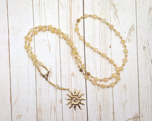 Apollo Prayer Bead Necklace in Honey Calcite: Greek God of Music and the Arts, Health and Healing