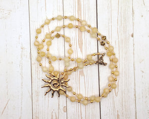 Apollo Prayer Bead Necklace in Honey Calcite: Greek God of Music and the Arts, Health and Healing