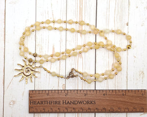 Apollo Prayer Bead Necklace in Honey Calcite: Greek God of Music and the Arts, Health and Healing