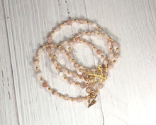 Apollo Prayer Bead Necklace in Peach Sunstone: Greek God of Music and the Arts, Health and Healing