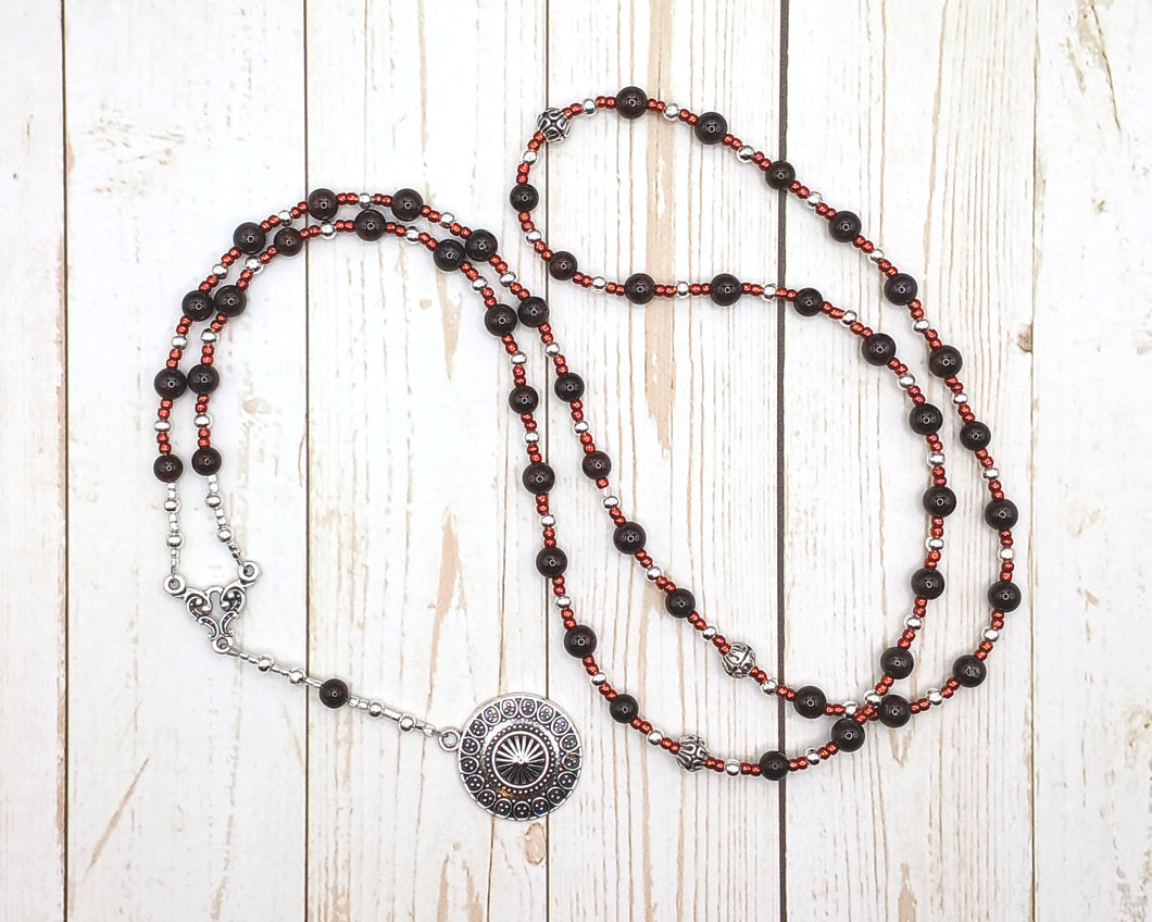 Ares Prayer Bead Necklace in Garnet: Greek God of War, Battle, Courage; Patron and Protector of Soldiers