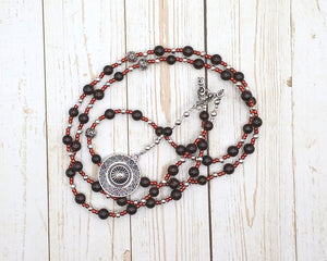 Ares Prayer Bead Necklace in Garnet: Greek God of War, Battle, Courage; Patron and Protector of Soldiers