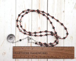 Ares Prayer Bead Necklace in Garnet: Greek God of War, Battle, Courage; Patron and Protector of Soldiers