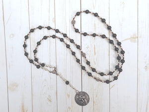 Ares Prayer Bead Necklace in Onyx: Greek God of War, Battle, Courage; Patron and Protector of Soldiers