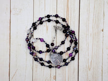 Ariadne Prayer Bead Necklace in Purple Stripe Agate: Greek Goddess, Mistress of the Labyrinth