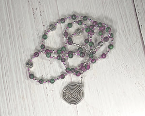 Ariadne Prayer Bead Necklace in Ruby in Zoisite: Greek Goddess, Mistress of the Labyrinth