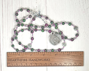 Ariadne Prayer Bead Necklace in Ruby in Zoisite: Greek Goddess, Mistress of the Labyrinth