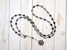 Athena Prayer Bead Necklace in Grey Jasper: Greek Goddess of Wisdom, Weaving and War