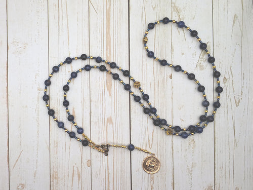 Chiron (Kheiron) Prayer Bead Necklace in Sodalite: Greek God of Wisdom, Teaching, Healing, Centaur God.