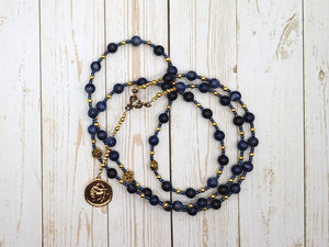 Chiron (Kheiron) Prayer Bead Necklace in Sodalite: Greek God of Wisdom, Teaching, Healing, Centaur God.