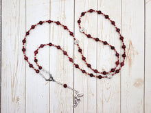 Prayer Bead Necklace in Garnet for the Greek God of Communication, Commerce, Competition, Diplomacy, Travel