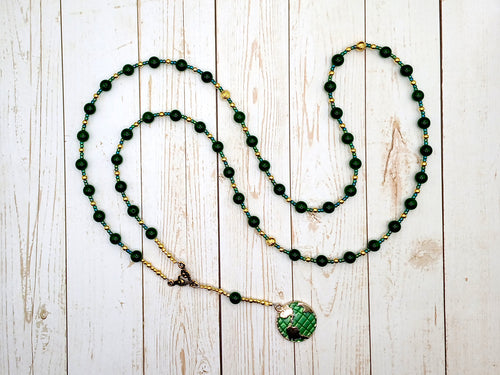 Gaia (Gaea) Prayer Bead Necklace in Green Agate: Mother Earth, Mother of the Greek Gods