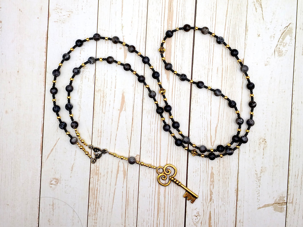 Hekate (Hecate) Prayer Bead Necklace in Labradorite: Greek Goddess of Magic, Witchcraft