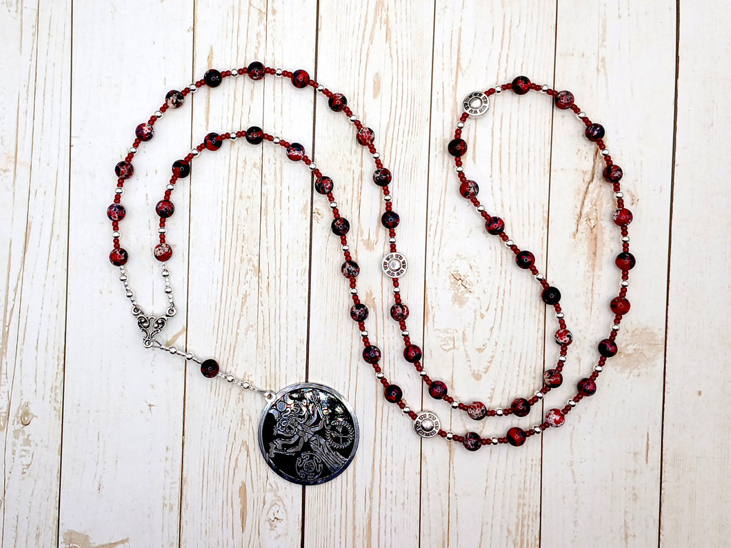 Hekate (Hecate) Prayer Bead Necklace in Red and Black Imperial Jasper: Greek Goddess of Magic, Witchcraft