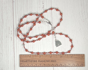 Hestia Prayer Bead Necklace in Red Jasper: Greek Goddess of Hearth, Home and Family