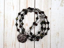 Medusa Prayer Bead Necklace in Dragon Blood Jasper:  Greek Goddess, Spirit of Protection