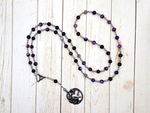 Medusa Prayer Bead Necklace in Purple Stripe Agate: Greek Goddess, Spirit of Protection
