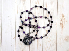 Medusa Prayer Bead Necklace in Purple Stripe Agate: Greek Goddess, Spirit of Protection