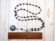 Medusa Prayer Bead Necklace in Purple Stripe Agate: Greek Goddess, Spirit of Protection