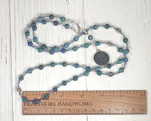 Rhea Prayer Bead Necklace in Lapis-Chrysocolla: Titan Goddess of the Earth, Mother of the Greek Gods