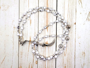 Selene Prayer Bead Necklace in Howlite: Greek Goddess of the Moon