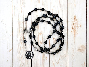 Selene Prayer Bead Necklace in Snowflake Obsidian: Greek Goddess of the Moon