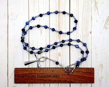 Egyptian Prayer Bead Necklace in Sodalite with Ankh