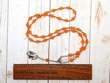 Serqet (Serket) Prayer Bead Necklace in Orange Jade: Egyptian Goddess of Healing, Magic, Scorpions and Venomous Beasts
